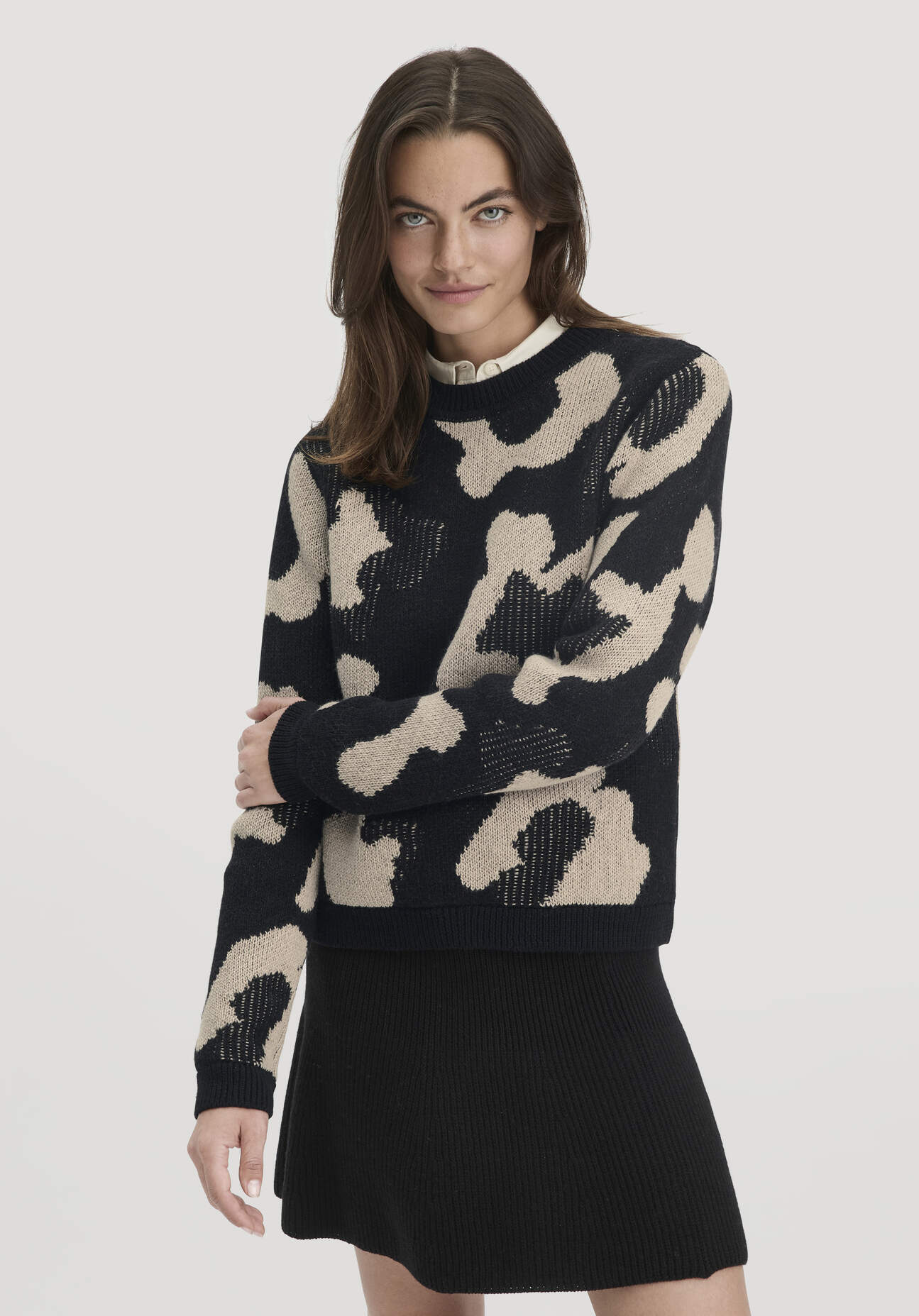 hessnatur Damen Strick Pullover Relaxed aus Bio-Baumwolle und Bio-Schurwolle - beige Größe S