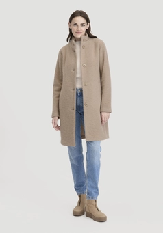 Wool fleece coat regular made from pure organic merino wool