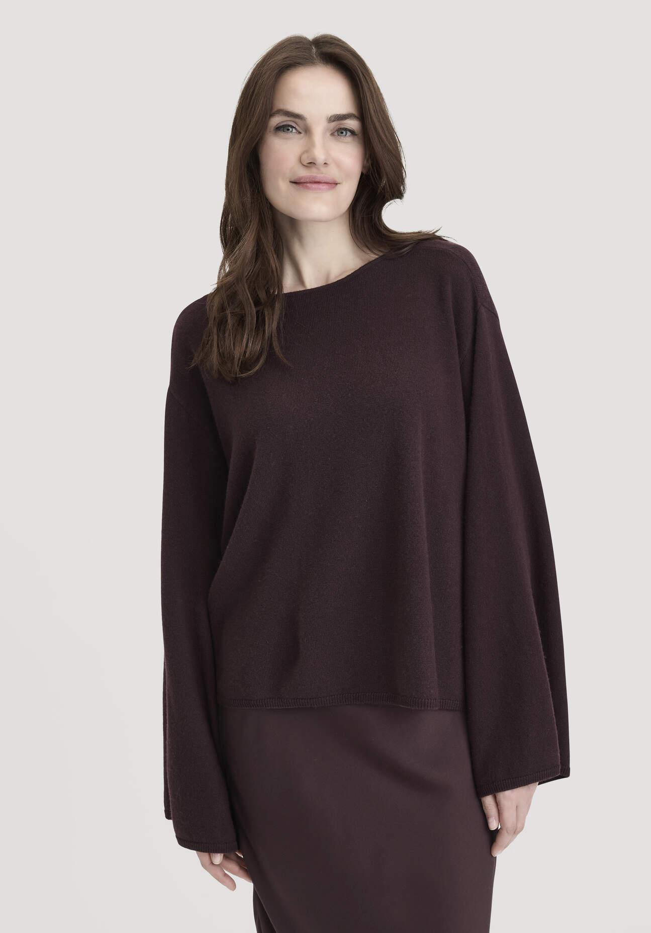 hessnatur Damen Strick Pullover Oversize aus Bio-Merinowolle mit Cashmere - braun Größe onesize