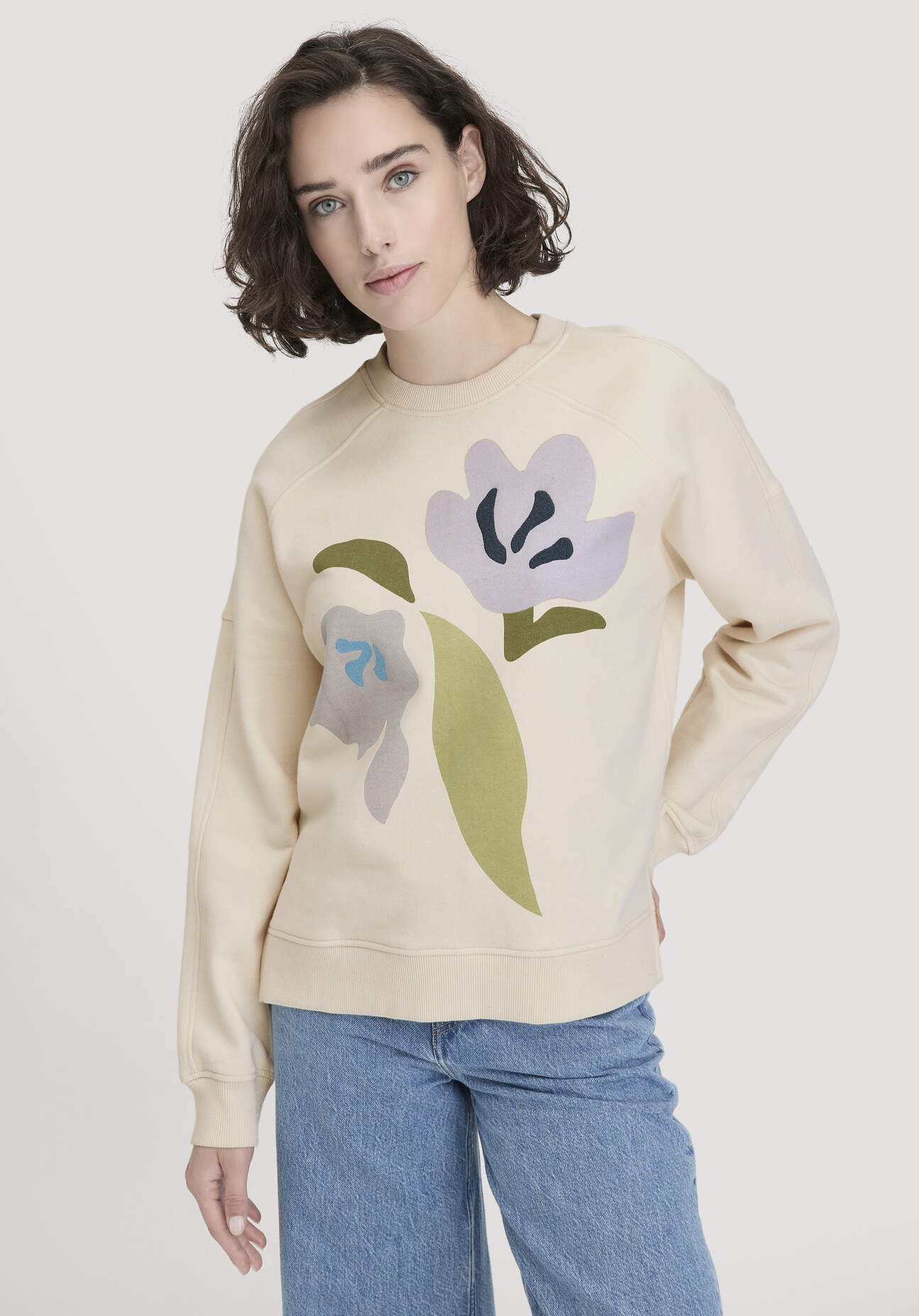Thumbnail - hessnatur Damen Sweatshirt Oversize aus Bio-Baumwolle - natur - Größe XS