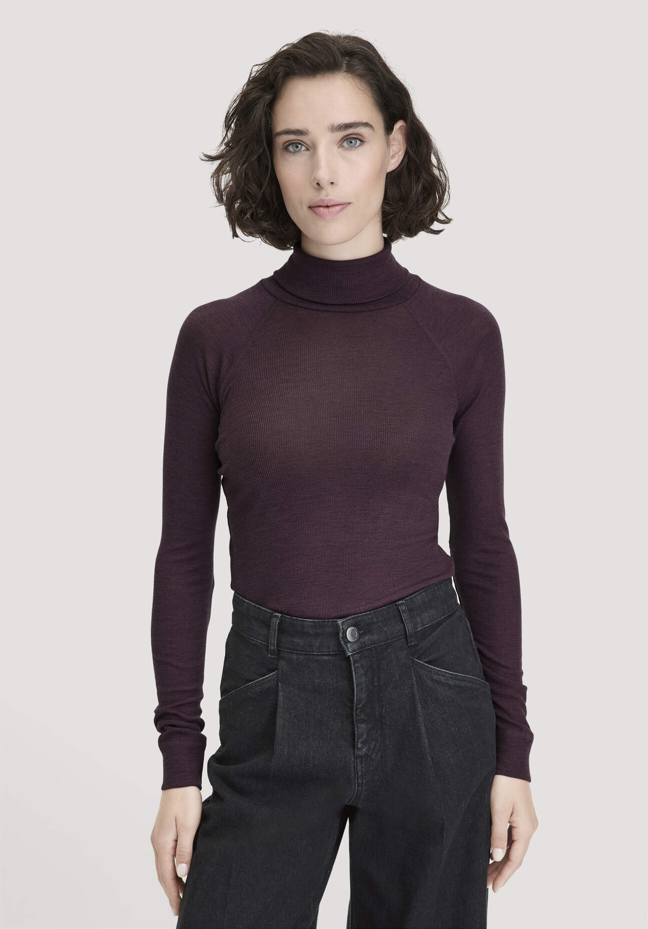 hessnatur Damen Wolle-Mix Longlseeve Fitted aus Bio-Merinowolle und TENCEL™ Lyocell - braun Größe 34