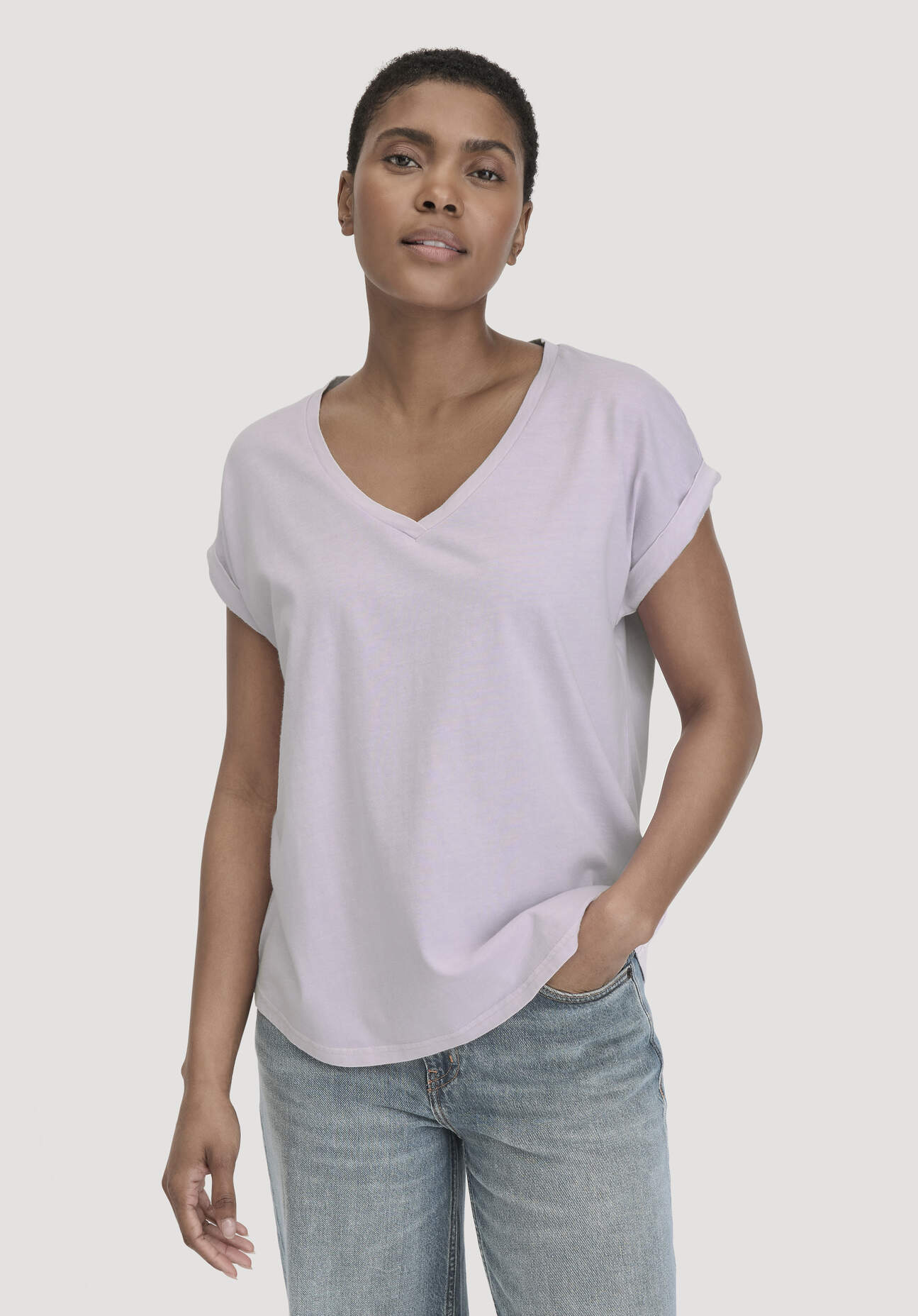 hessnatur Damen T-Shirt Oversize aus Bio-Baumwolle - lila Größe L
