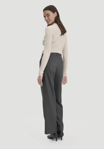 Pinstripe Relaxed Trousers made from pure organic virgin wool - 1