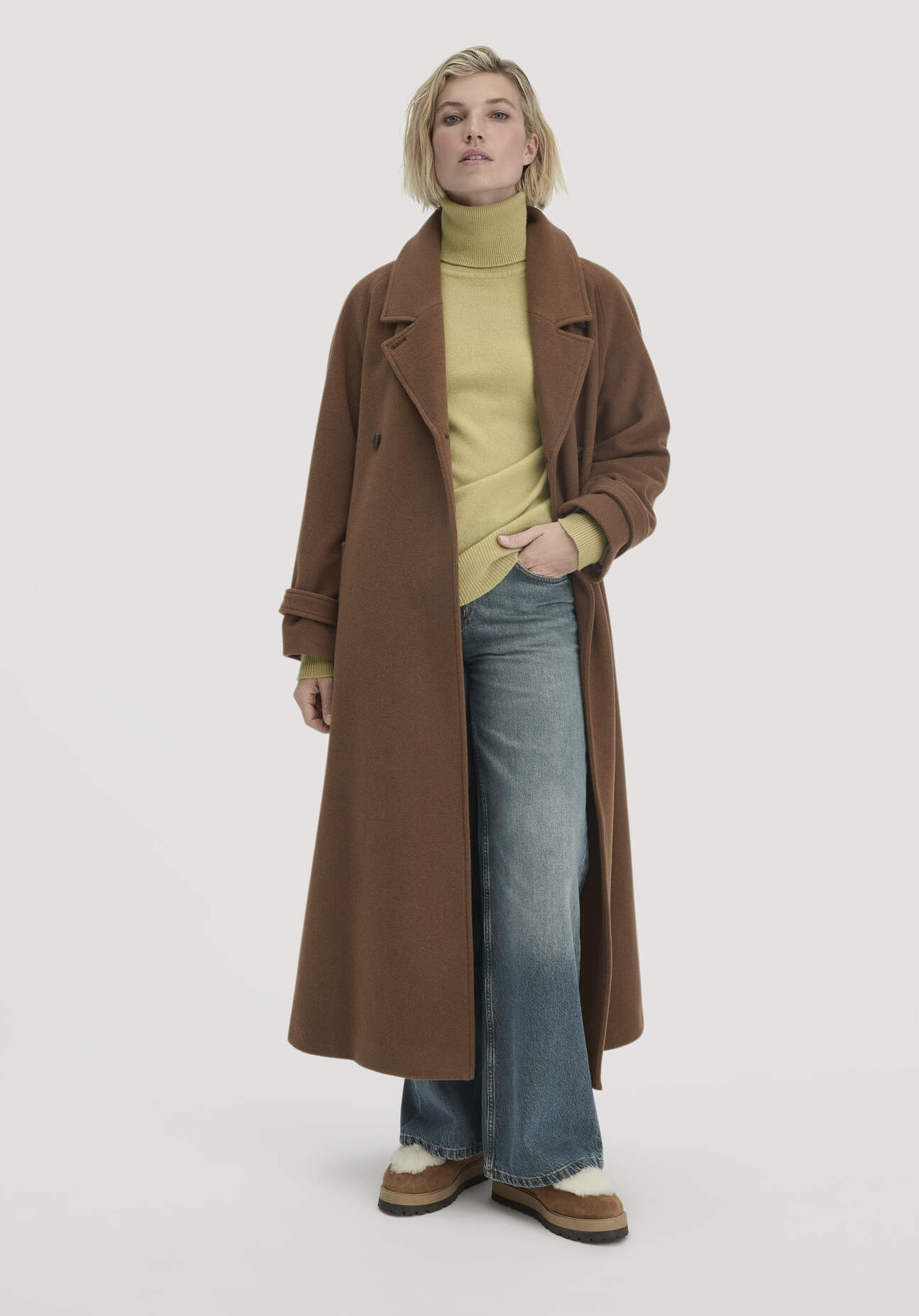 hessnatur Damen Wollmantel Relaxed aus Bio-Merinowolle - braun Größe 40