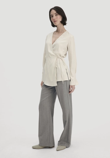 Regular wrap blouse made of TENCEL™ Lyocell - 1