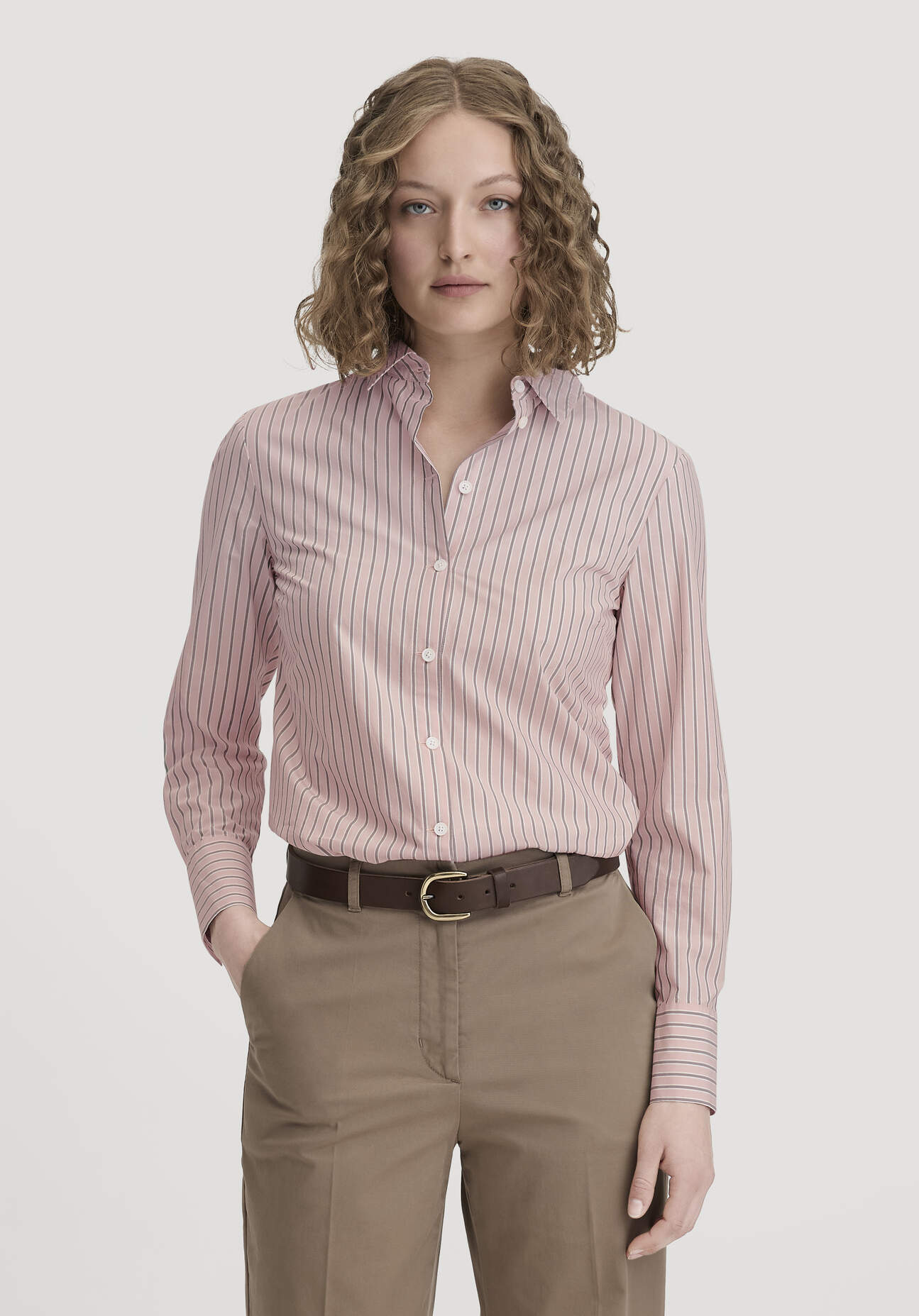 Thumbnail - hessnatur Damen Streifenbluse Regular aus Bio-Baumwolle - rosa - Größe 48