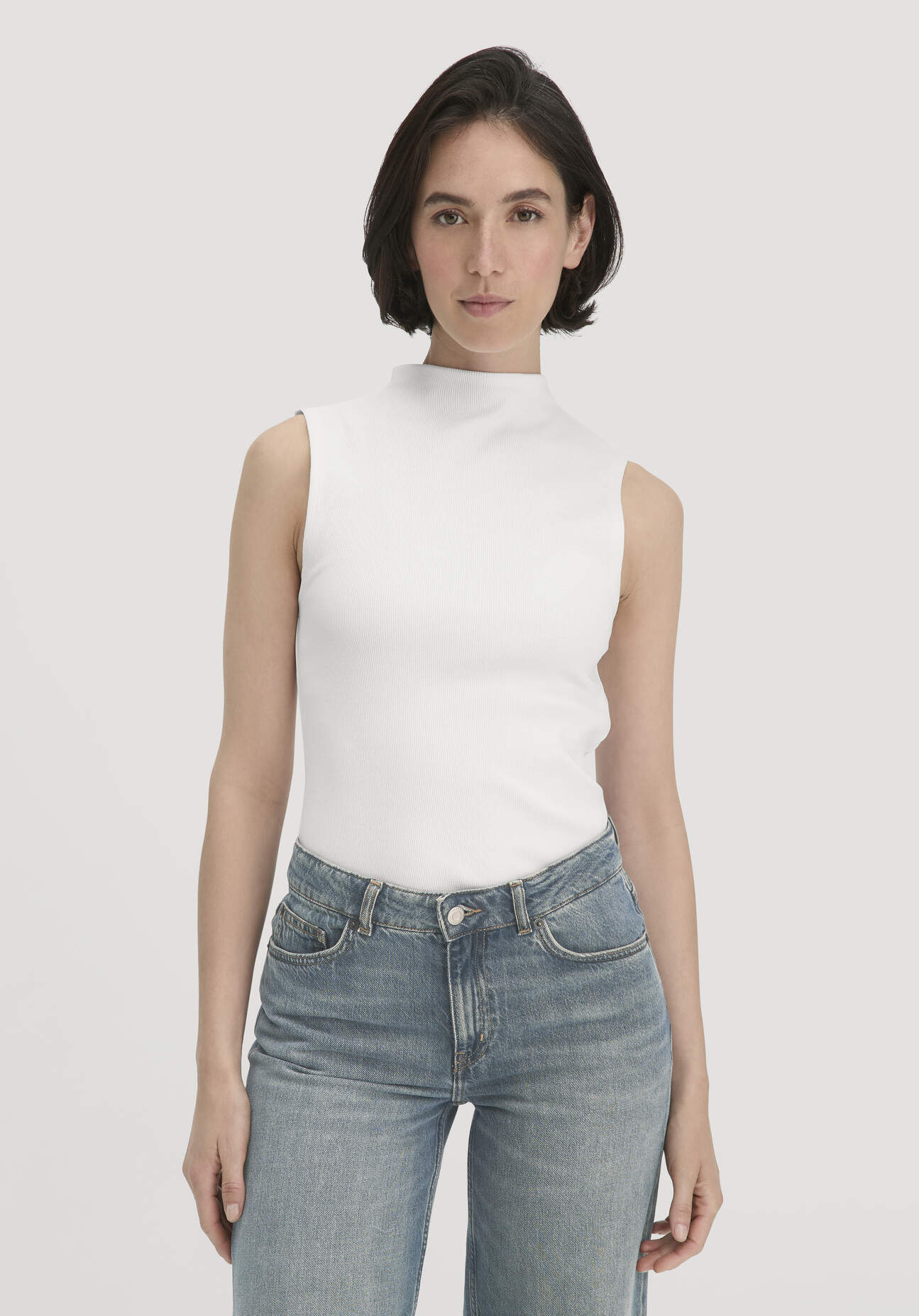 hessnatur Damen Rib Top Slim aus Bio-Baumwolle - weiß Größe 36