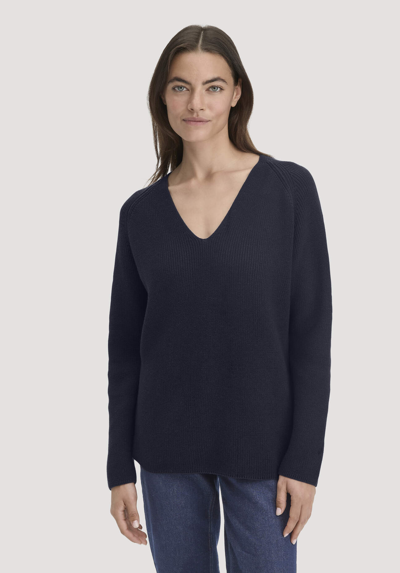 hessnatur Damen Strick Pullover Regular aus Bio-Baumwolle - blau Größe XL
