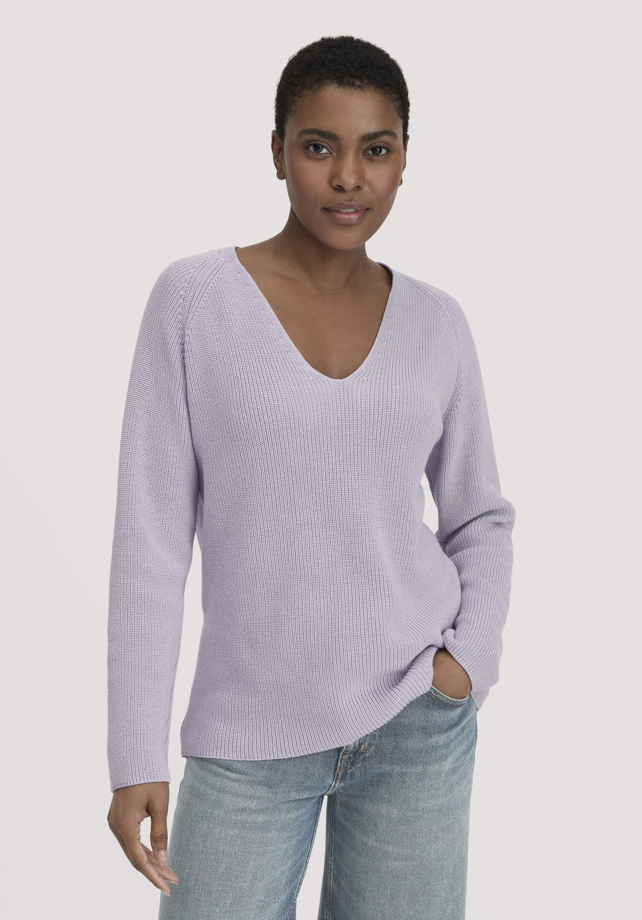 hessnatur Damen Strick Pullover Regular aus Bio-Baumwolle - lila Größe XXL