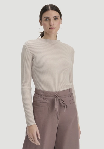 Fitted knit sweater made from TENCEL™ Lyocell with organic cotton - 0