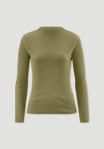 Fitted knit sweater made from TENCEL™ Lyocell with organic cotton