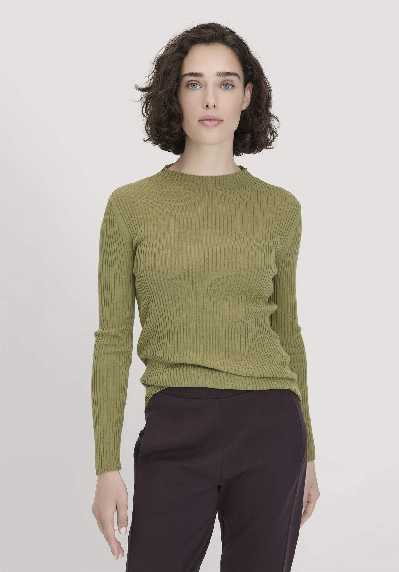 hessnatur Damen Strick Pullover Fitted aus TENCEL™ Lyocell mit Bio-Baumwolle - grün Größe XXL