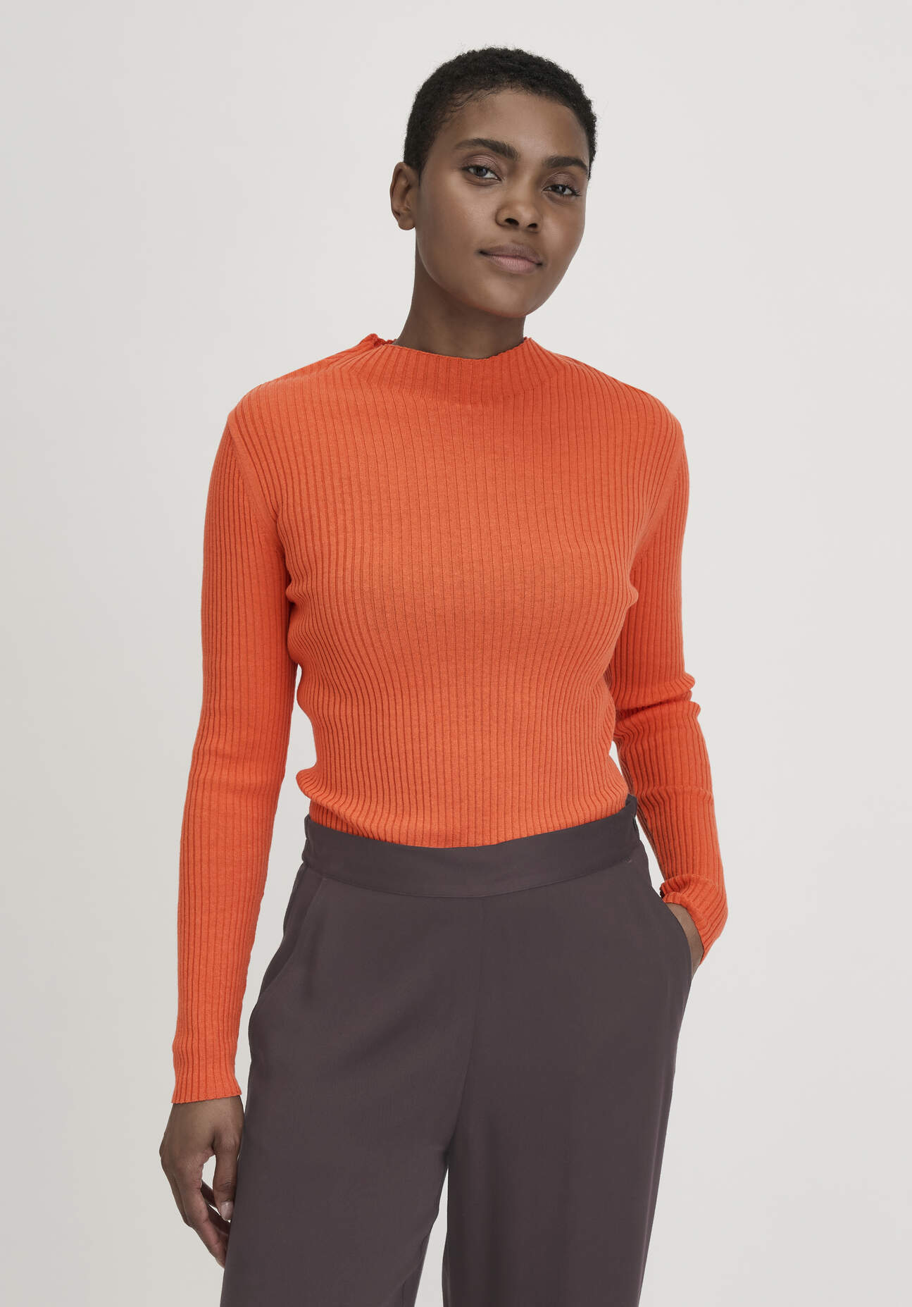 hessnatur Damen Strick Pullover Fitted aus TENCEL™ Lyocell mit Bio-Baumwolle - rot Größe XS