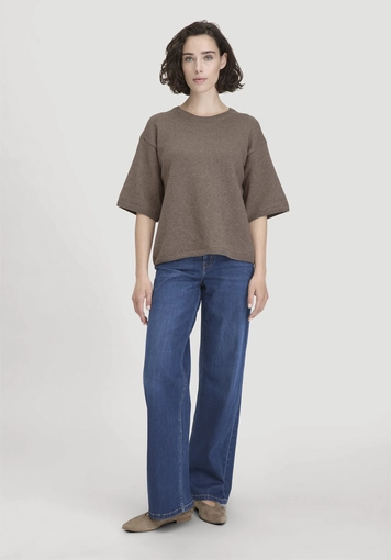 Oversized knit sweater made of organic merino wool with organic cotton - 1
