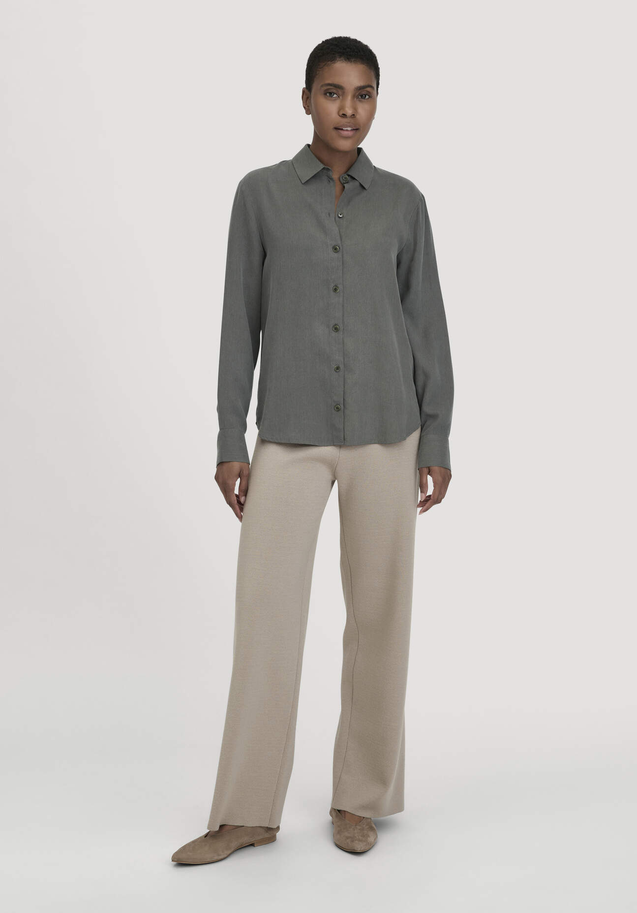 Thumbnail - hessnatur Damen Strick Hose Relaxed aus Bio-Merinowolle und Bio-Baumwolle - beige - Größe XL