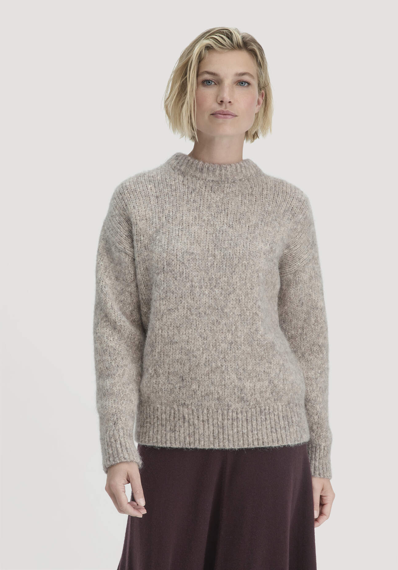 Thumbnail - hessnatur Damen Strick Pullover Relaxed aus Alpaka mit Bio-Baumwolle - grau - Größe XS