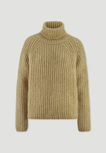 Strick Rollkragenpullover Relaxed aus Alpaka mit Bio-Baumwolle