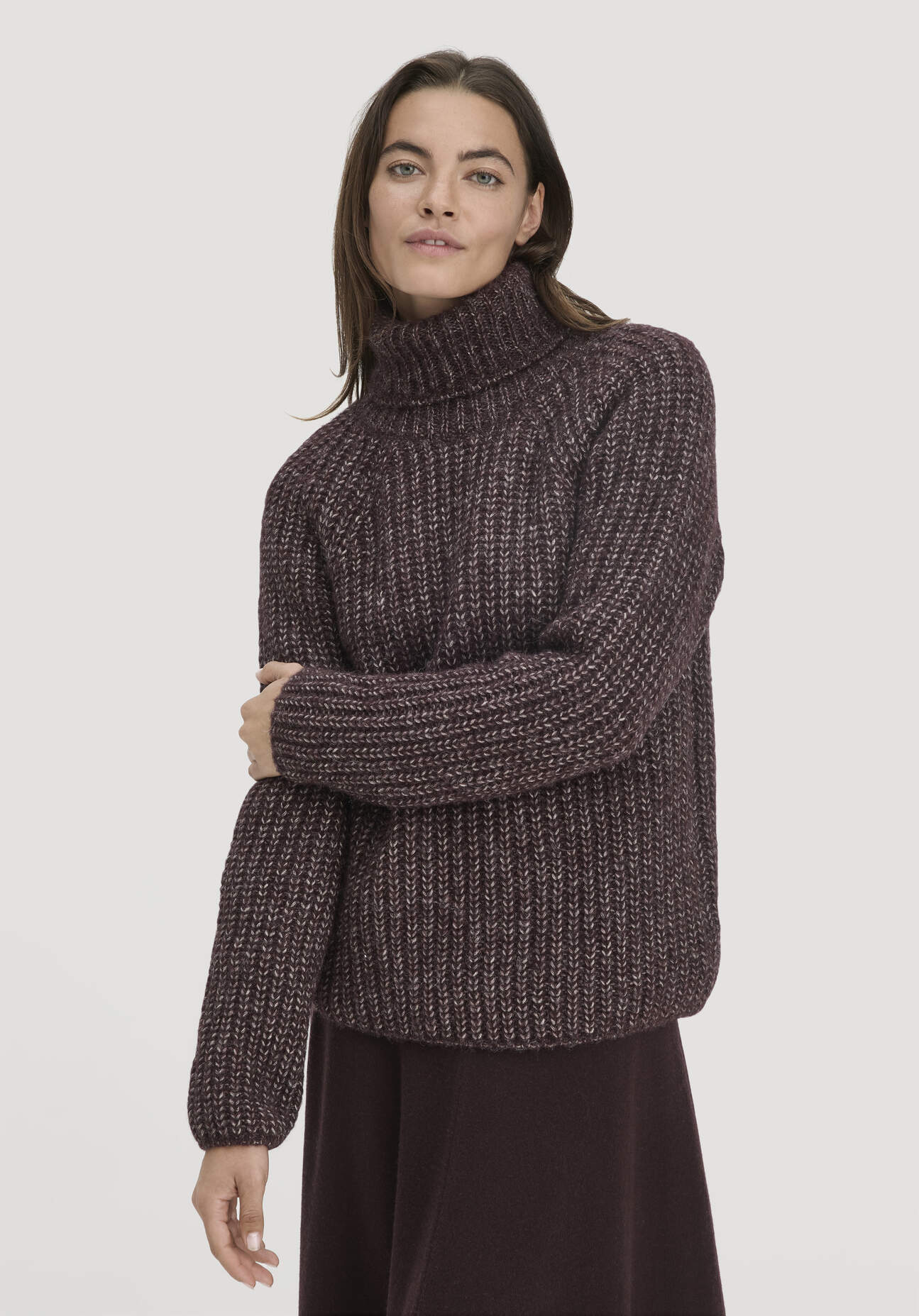 hessnatur Damen Strick Rollkragenpullover Relaxed aus Alpaka mit Bio-Baumwolle - braun Größe S