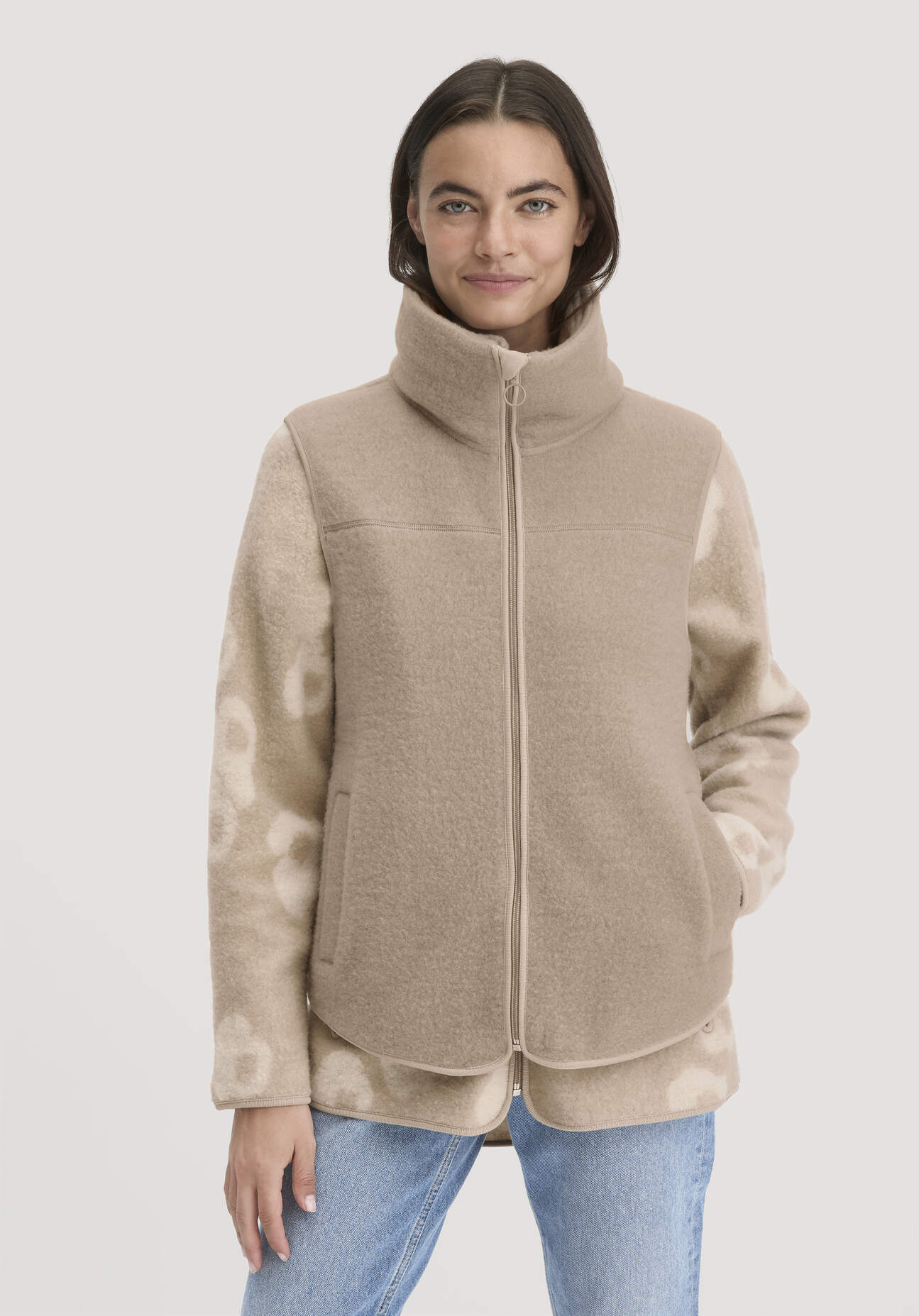 hessnatur Damen Wollfleece Weste Regular aus Merinowolle - beige Größe XS