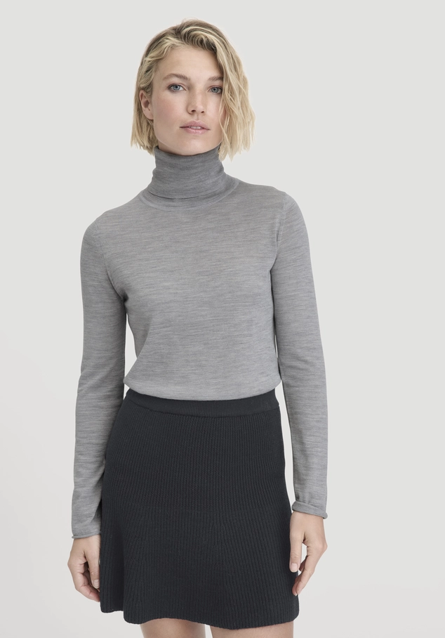 Strick Rollkragen Pullover Slim aus reiner Bio-Merinowolle