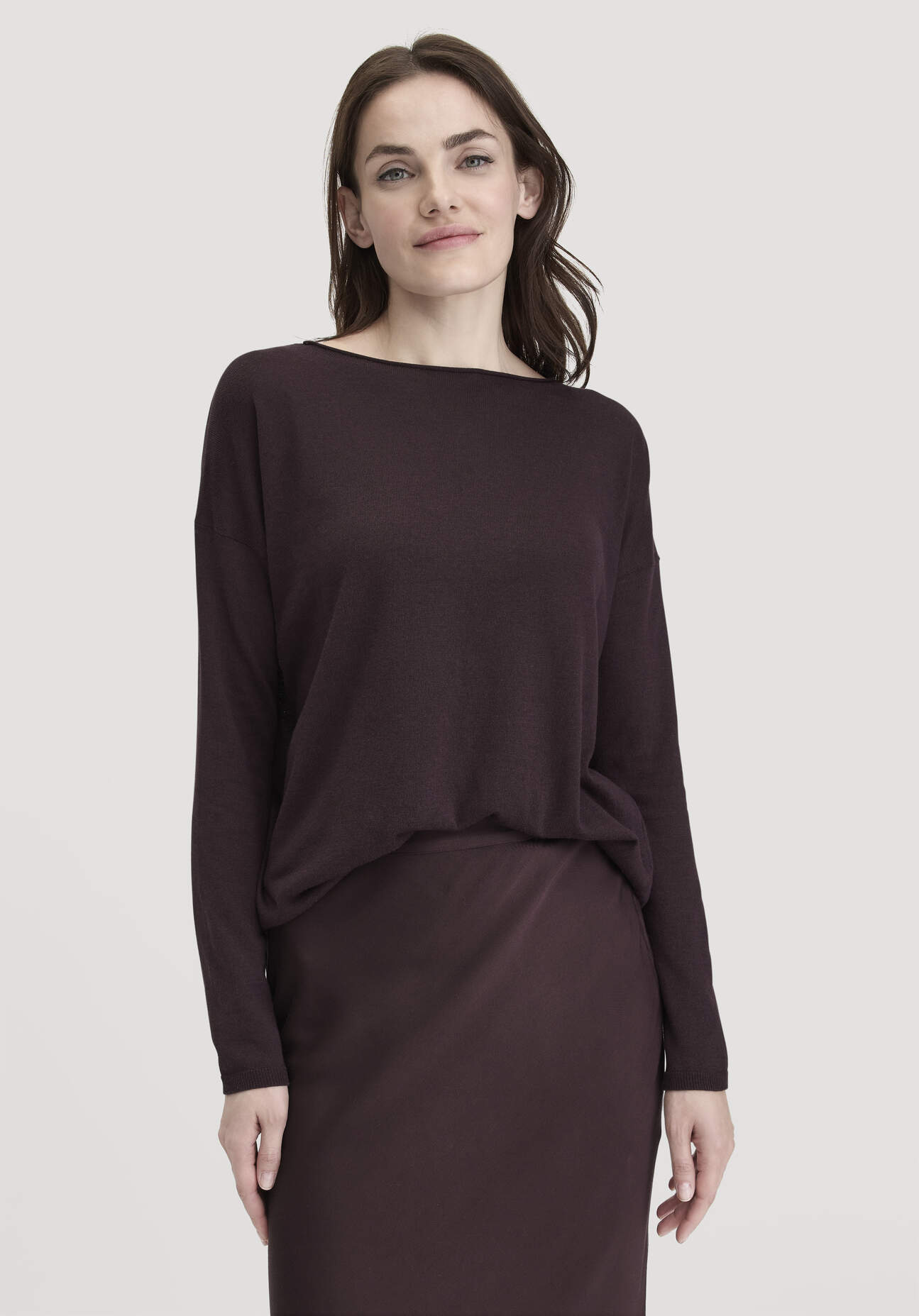 hessnatur Damen Strick Pullover Oversize aus TENCEL™ Lyocell mit Bio-Baumwolle - braun Größe S