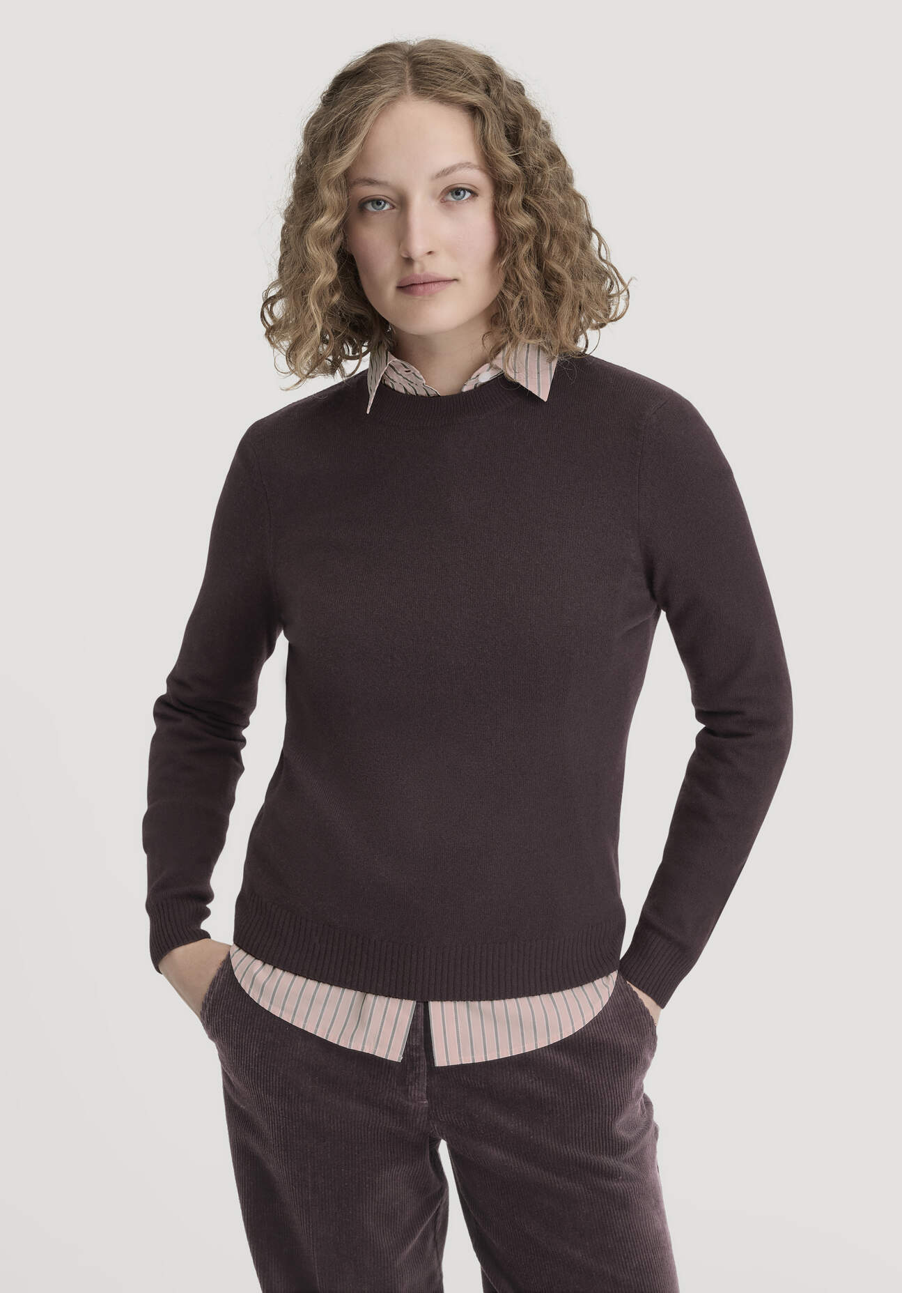 hessnatur Damen Strick Pullover Regular aus Bio-Merinowolle mit Cashmere - braun Größe S