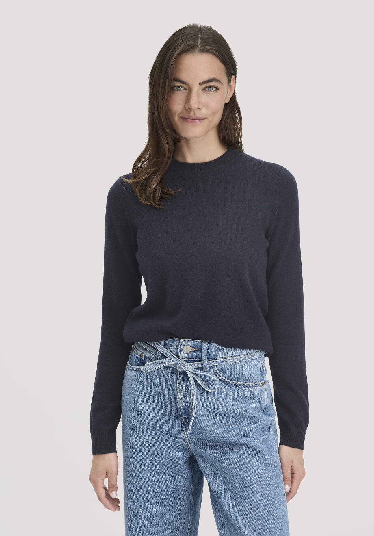hessnatur Damen Strick Pullover Regular aus Bio-Schurwolle mit Kaschmir - blau Größe XL