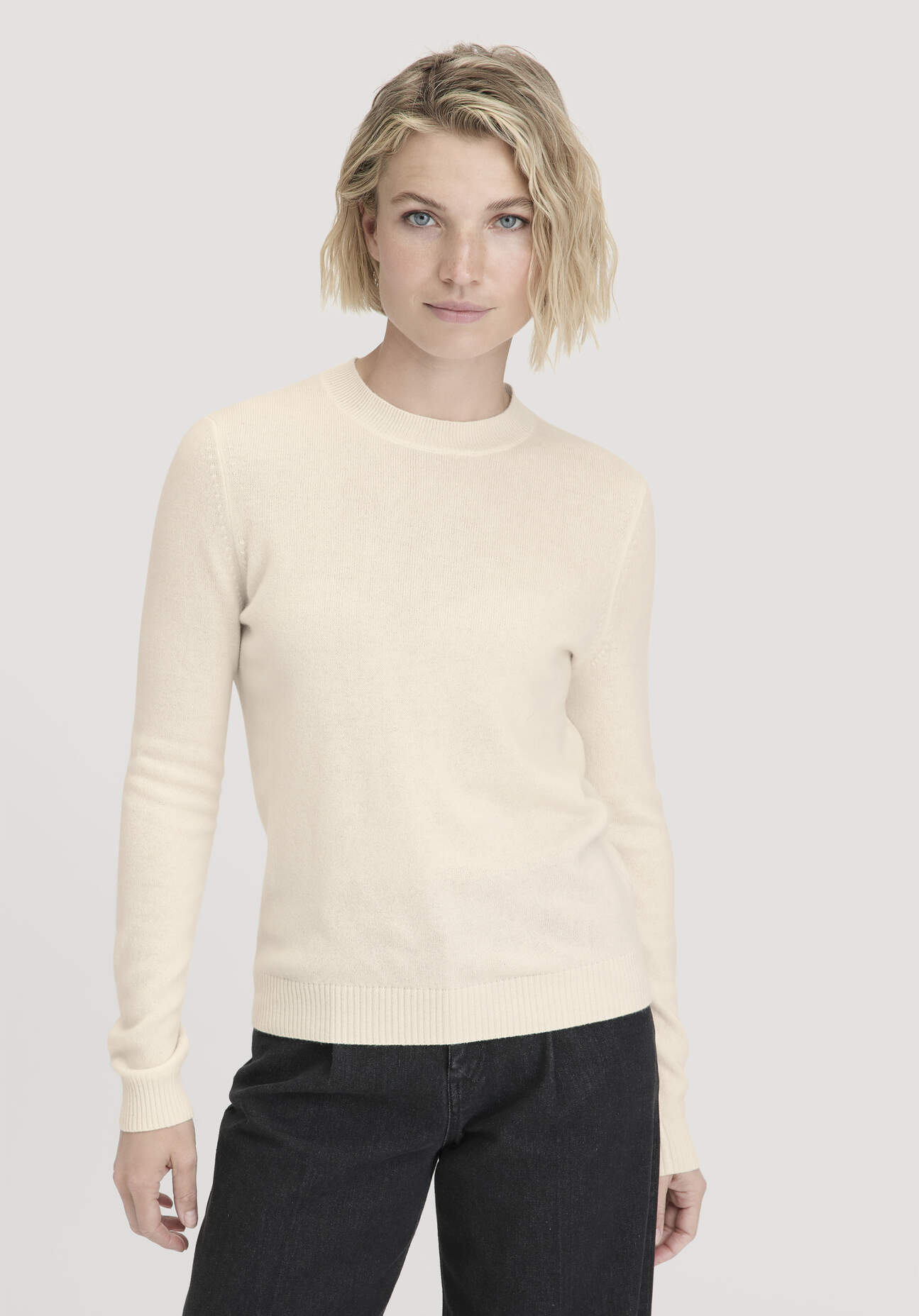 hessnatur Damen Strick Pullover Regular aus Bio-Schurwolle mit Kaschmir - weiß Größe XL