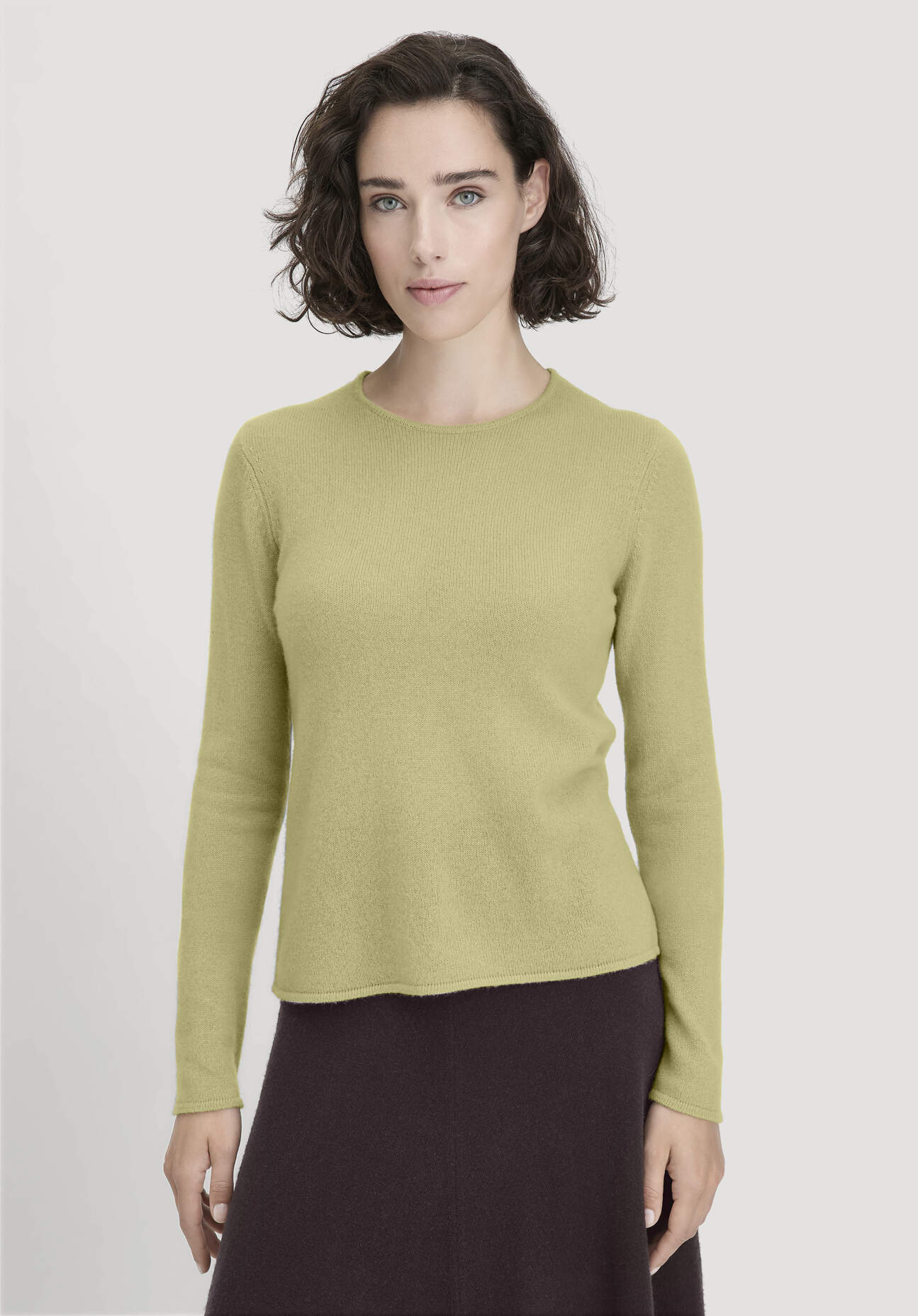 hessnatur Damen Strick Pullover Regular BETTER RECYCLING aus Cashmere - grün Größe S