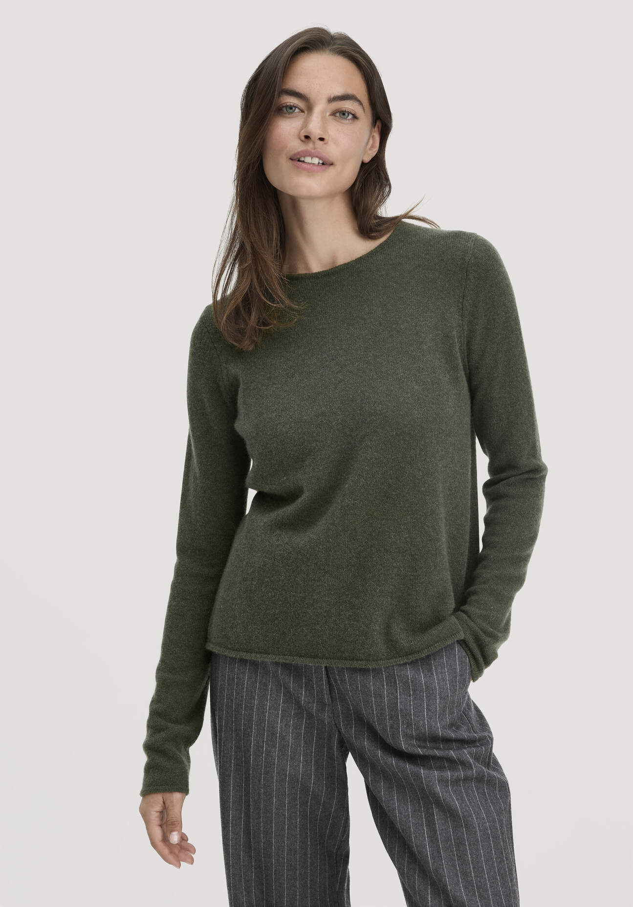 Thumbnail - hessnatur Damen Strick Pullover Regular BETTER RECYCLING aus Cashmere - grün - Größe XXL
