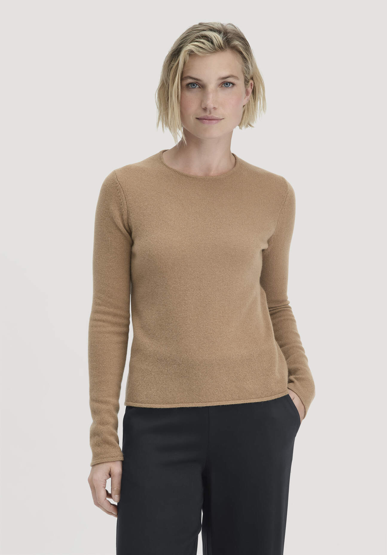 hessnatur Damen Strick Pullover Regular BETTER RECYCLING aus Kaschmir - braun Größe XL