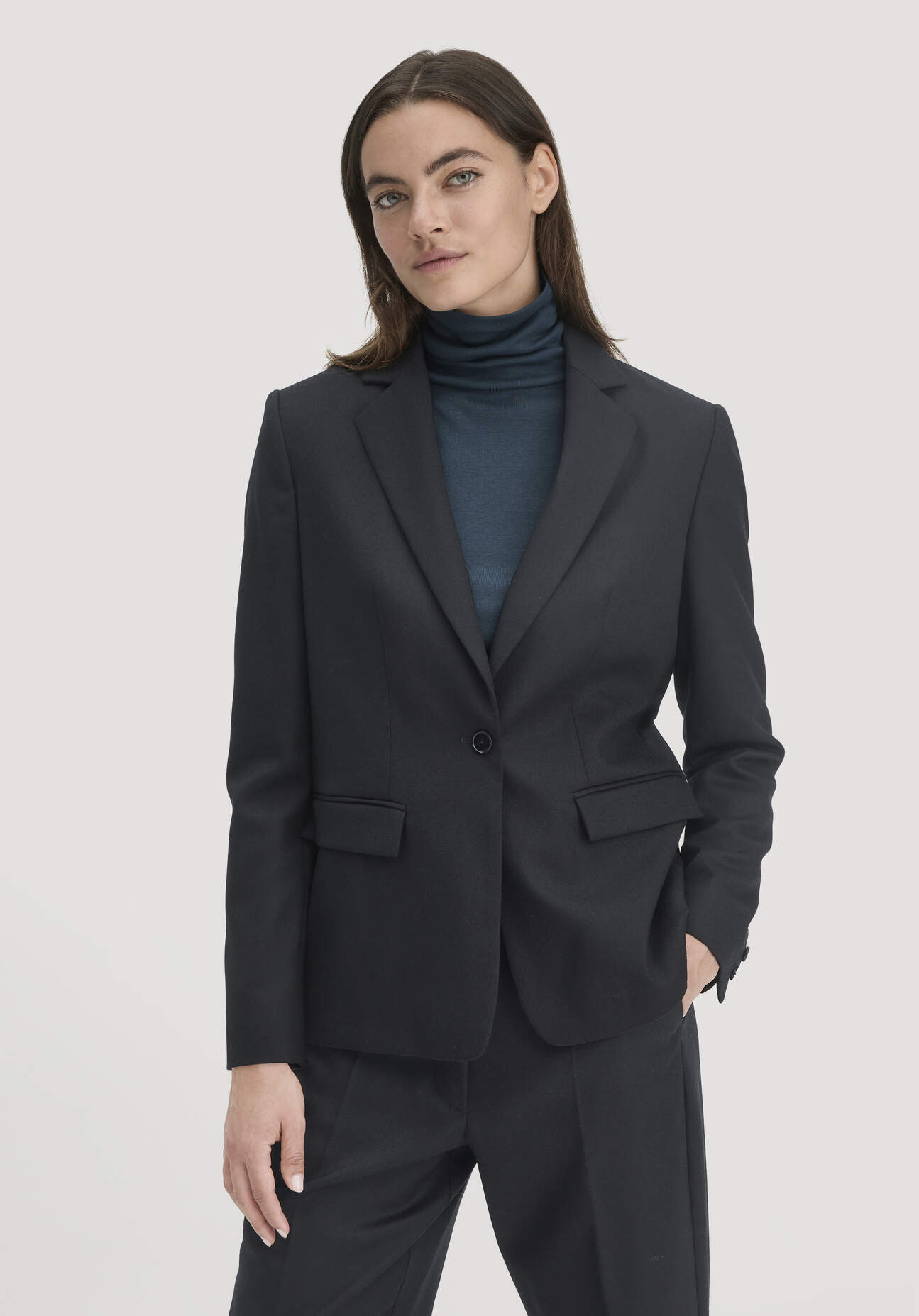 hessnatur Damen Wollblazer Regular aus Schurwolle - schwarz Größe 40