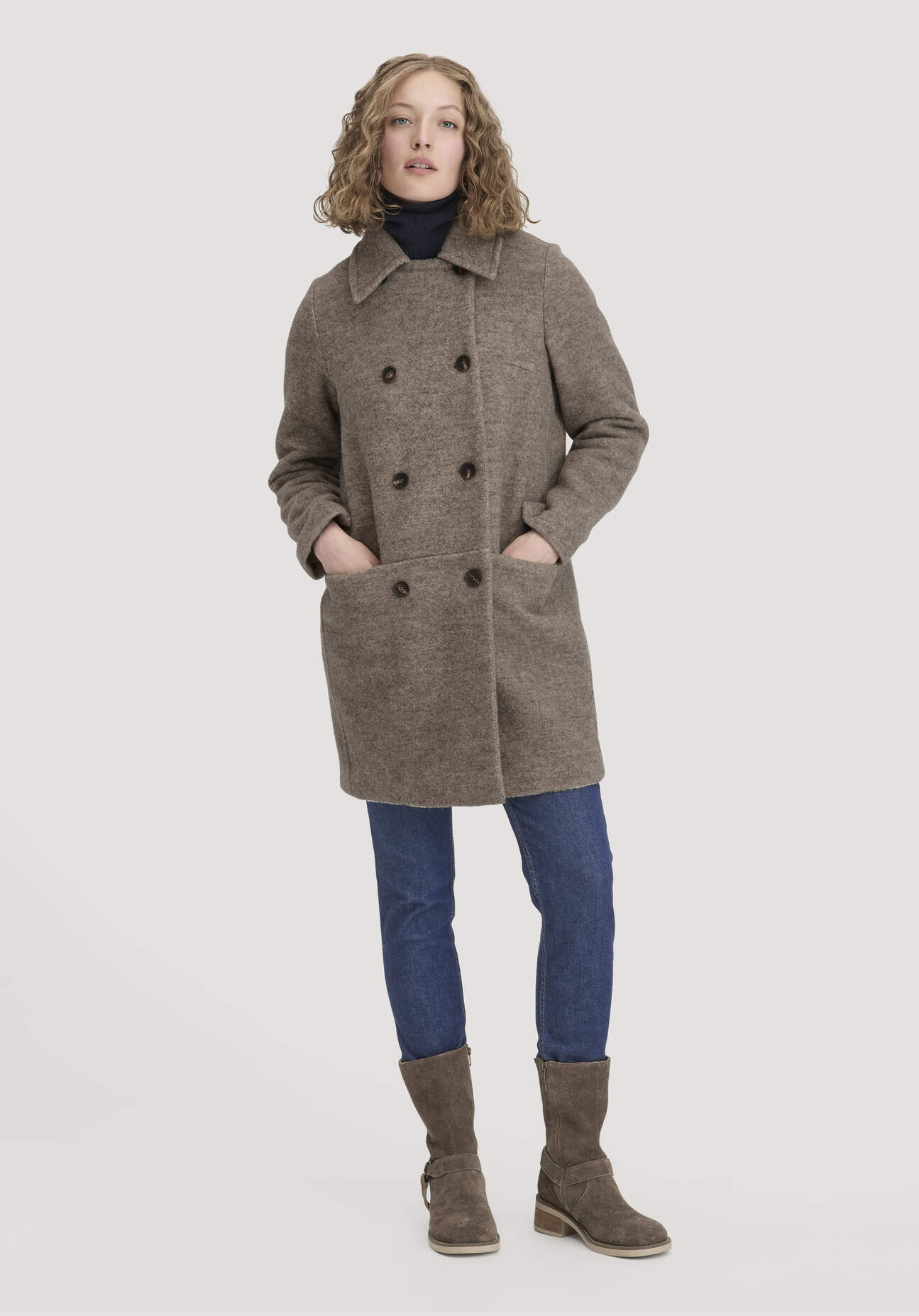 hessnatur Damen Mantel Relaxed aus Schurwolle - beige Größe 40