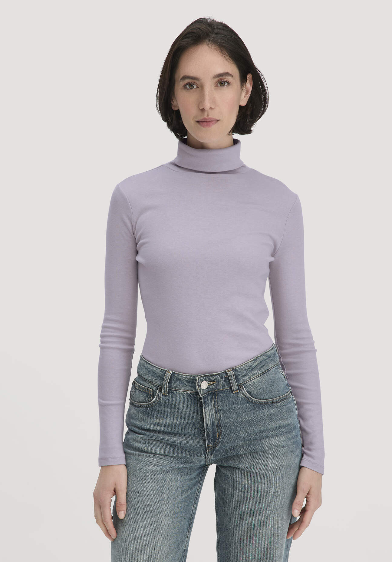 Thumbnail - hessnatur Damen Softrib Longsleeve Fitted aus Bio-Baumwolle und TENCEL™ Modal - lila - Größe 42