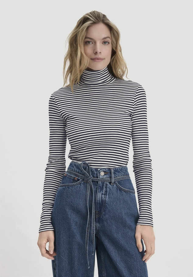 Streifen Softrib Longsleeve Fitted aus Bio-Baumwolle und Modal