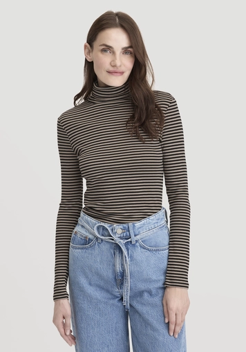 Streifen Softrib Longsleeve Fitted aus Bio-Baumwolle und Modal - 0