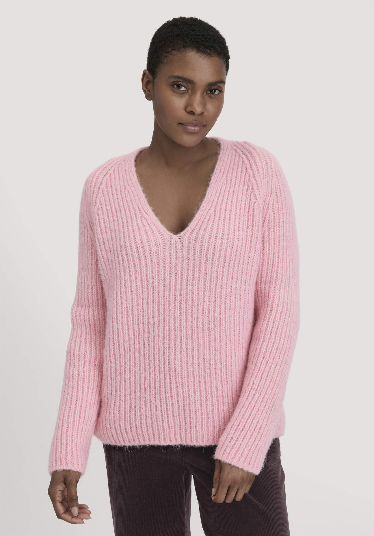 hessnatur Damen Strick Pullover Relaxed aus Alpaka mit Bio-Baumwolle - rosa Größe XS