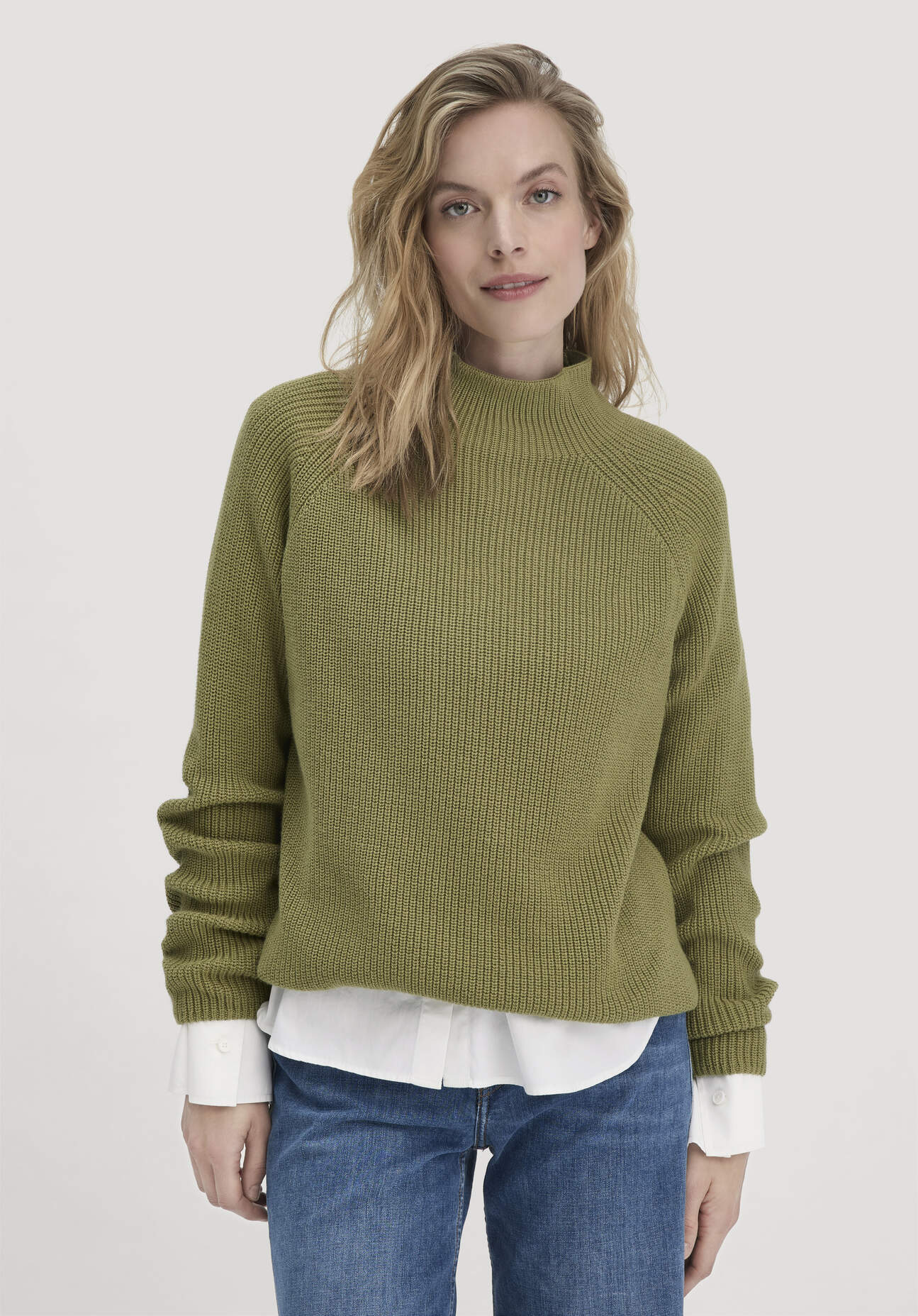 hessnatur Damen Pullover Relaxed aus Bio-Baumwolle - grün Größe L