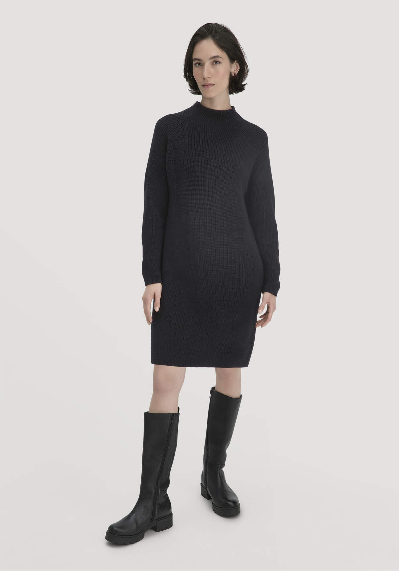hessnatur Damen Strick Kleid Regular aus Bio-Baumwolle - schwarz Größe XL