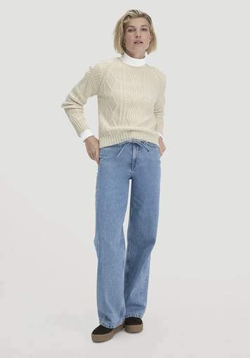 Regular knit sweater made of organic virgin wool and organic cotton - 1
