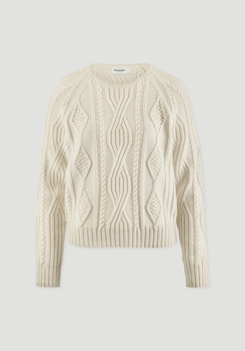 Regular knit sweater made of organic virgin wool and organic cotton