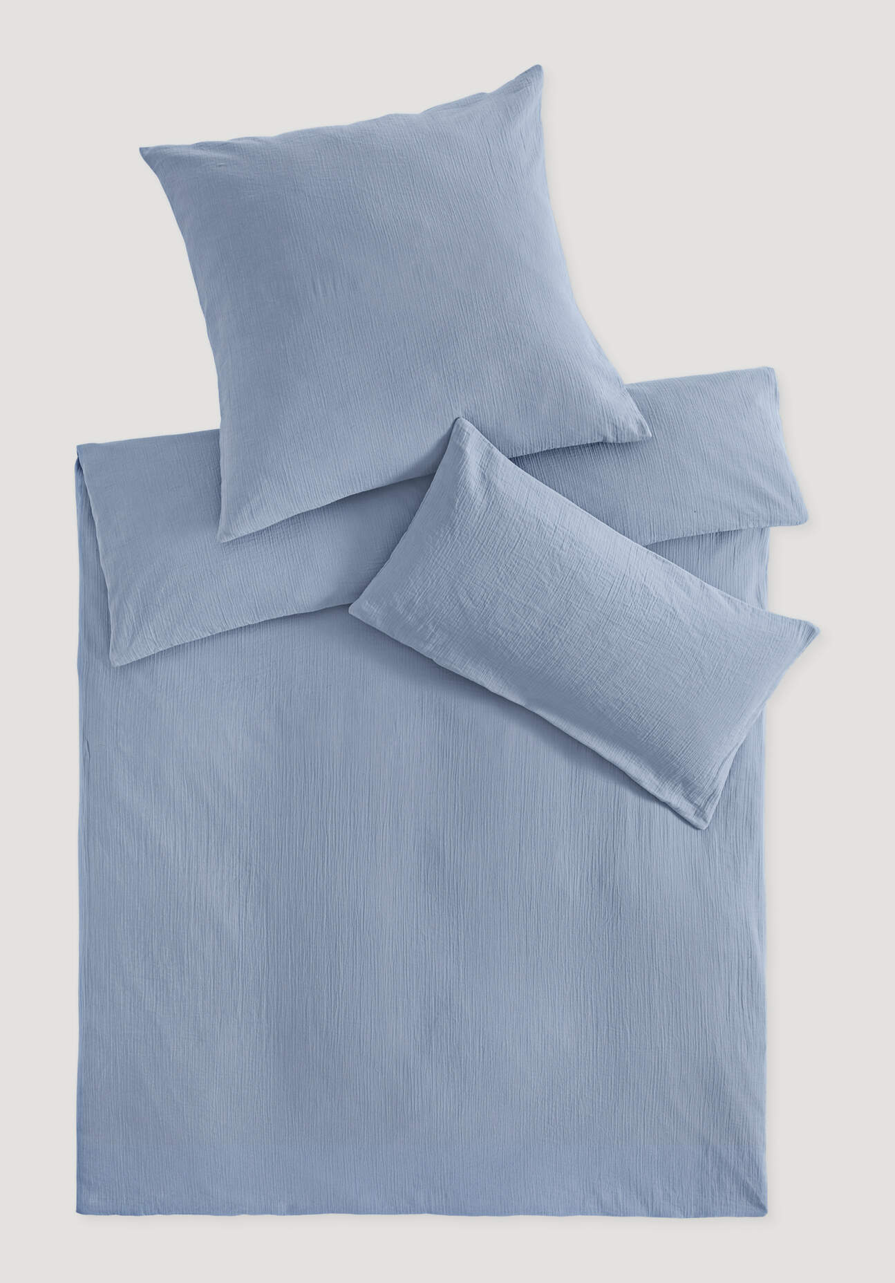 hessnatur Musselin Bettwäsche-Set aus Bio-Baumwolle - blau - Größe 155x220 günstig online kaufen