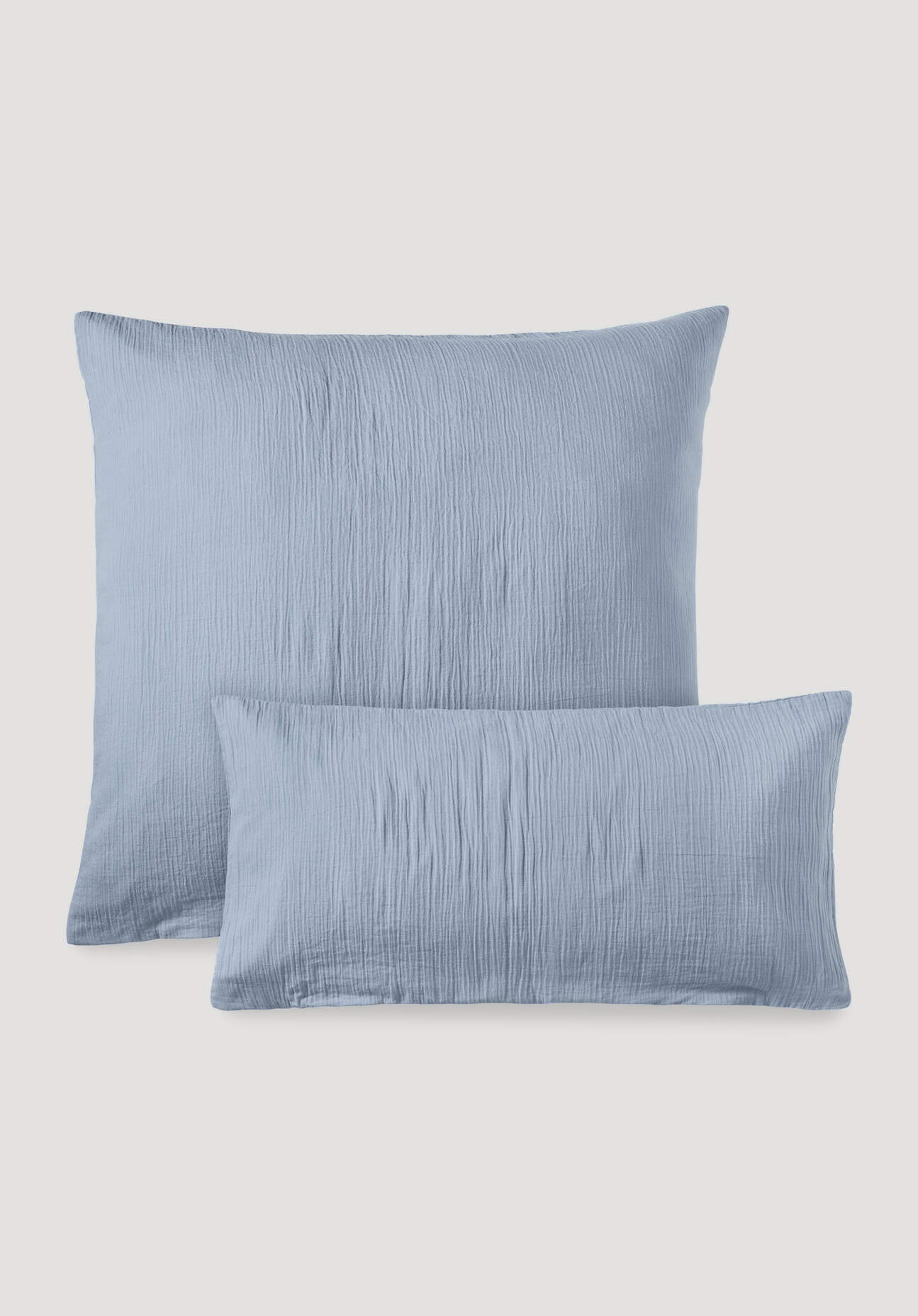 hessnatur Musselin Kissenbezug aus Bio-Baumwolle - blau - Größe 40x80 cm günstig online kaufen