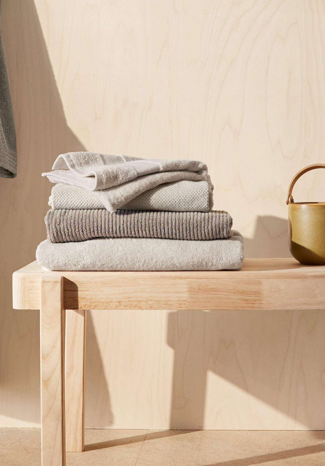 hessnatur Frottier Handtuch Rippstruktur aus Bio-Baumwolle - beige - Größe günstig online kaufen