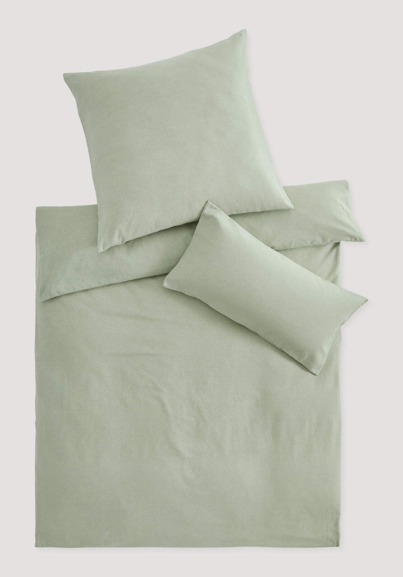 hessnatur Flanell Bettwäsche-Set XABI aus Bio-Baumwolle - grün - Größe 155x günstig online kaufen