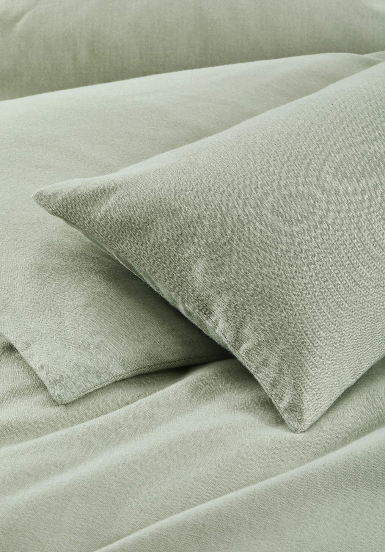 Thumbnail - hessnatur Biber Bettwäsche-Set XABI aus Bio-Baumwolle - grün - Größe 200x200 / 2x40x80 cm