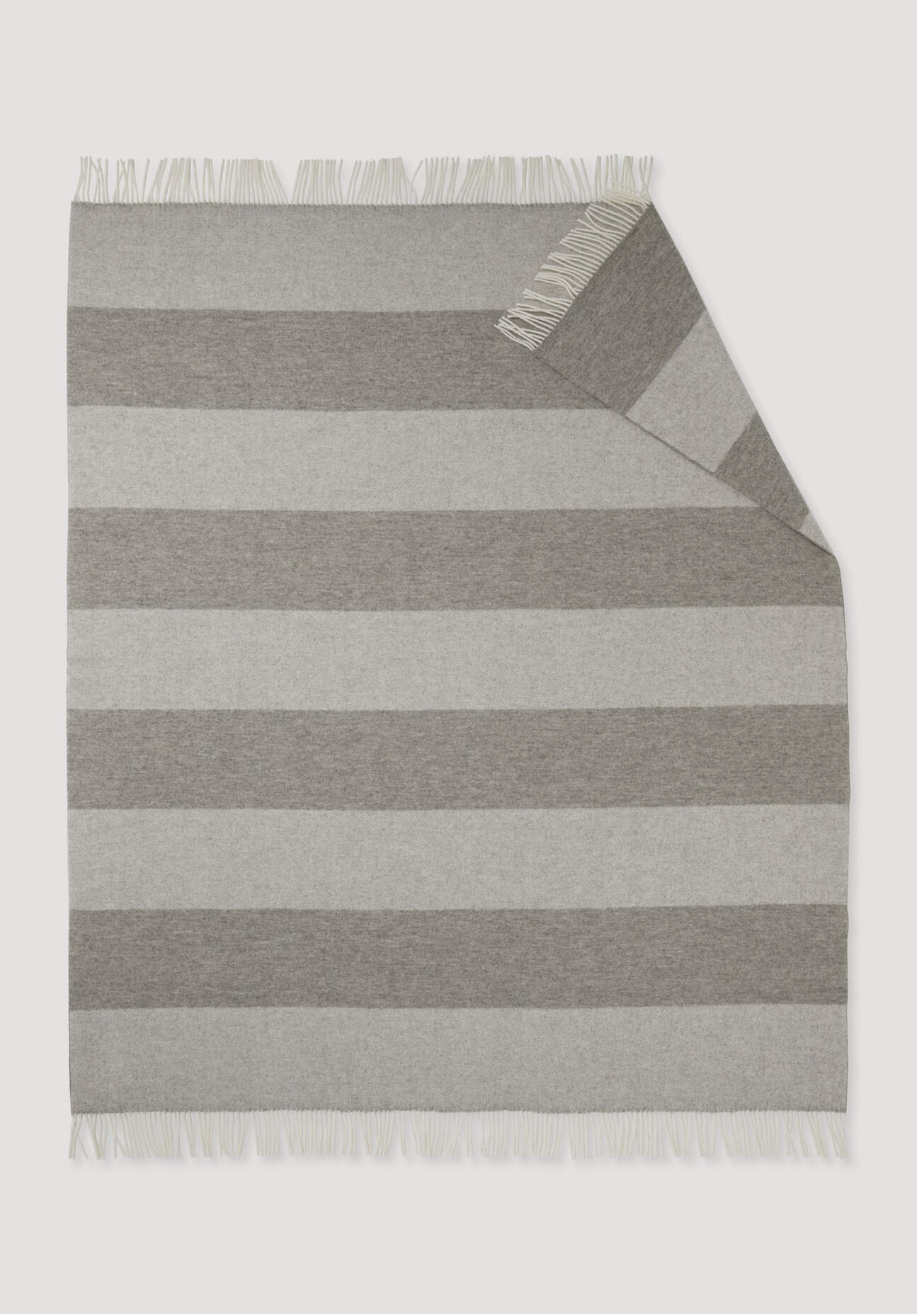hessnatur Plaid LOKKO aus Bio-Lambswool - grau Größe 130x180 cm