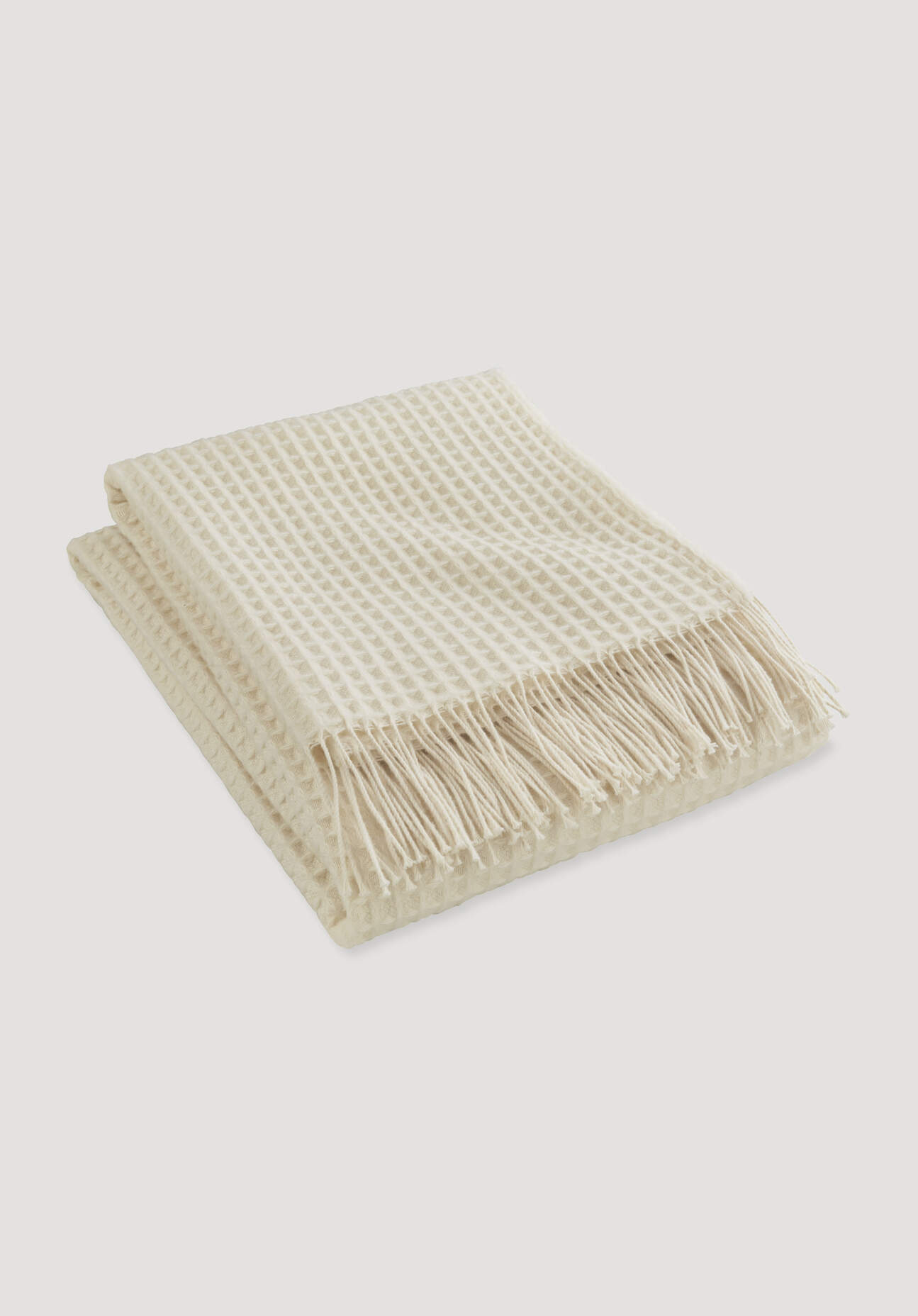hessnatur Wollmix Waffle Plaid YARA aus Bio-Lambswool mit Bio-Baumwolle - natur Größe 130x180 cm