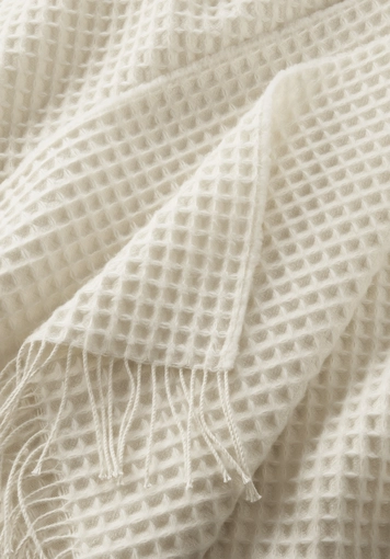 Wool mix waffle plaid YARA made from organic lambswool with organic cotton - 2