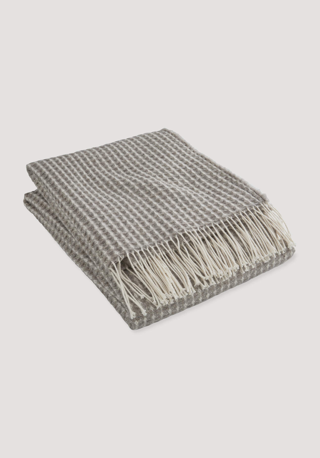 hessnatur Wollmix Waffle Plaid YARA aus Bio-Lambswool mit Bio-Baumwolle - grau Größe 130x180 cm